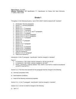 API Spec 7-1 (R2015) Errata 1