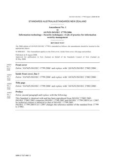 AS/NZS ISO/IEC 17799:2006 AMDT 1