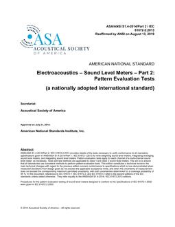 ASA S1.4-2014/Part 2 / IEC 61672-2:2013 (R2019)