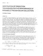 CI-81-10-1 — Verification of Prediction Techniques for the Performance of Parabolic Trough Solar Collectors