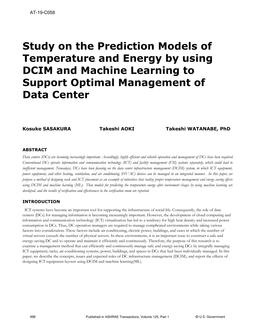 AT-19-C058 — Study on the Prediction Models of Temperature and Energy by using DCIM and Machine Learning to Support Optimal Management of Data Center
