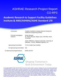 RP-CO-RP3 — Academic Research to Support Facility Guidelines Institute & ANSI/ASHRAE/ASHE Standard 170