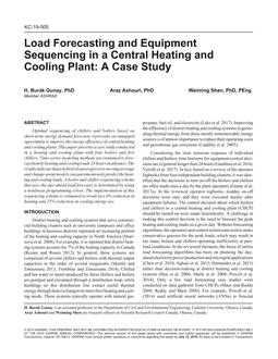 KC-19-005 — Load Forecasting and Equipment Sequencing in a Central Heating and Cooling Plant: A Case Study