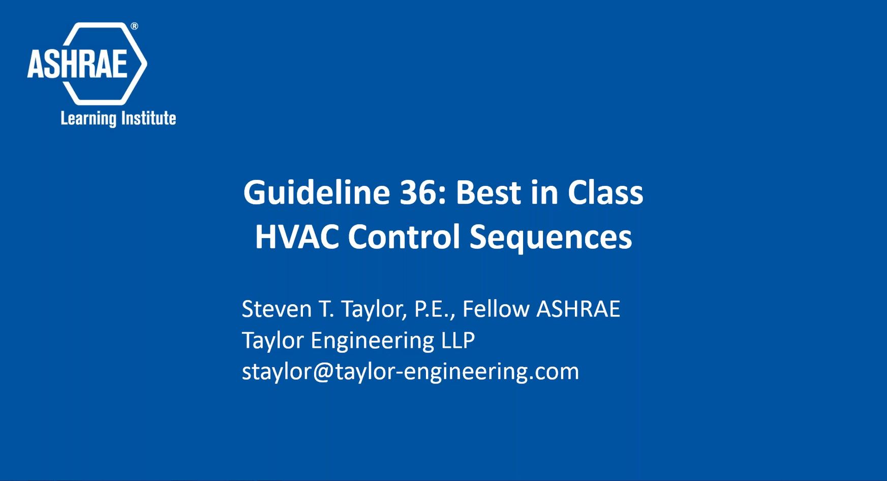 Guideline 36: Best in Class HVAC Control Sequences