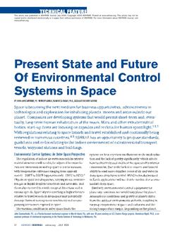 Present State and Future of Environmental Control Systems In Space