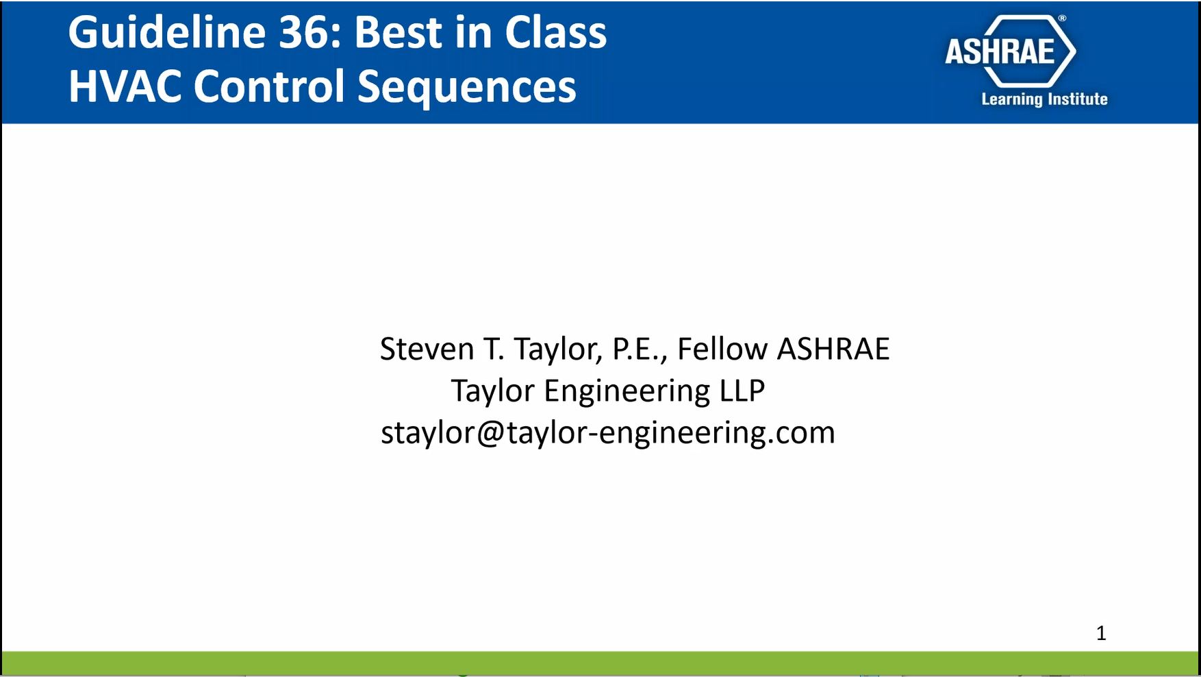 Guideline 36: Best in Class HVAC Control Sequences
