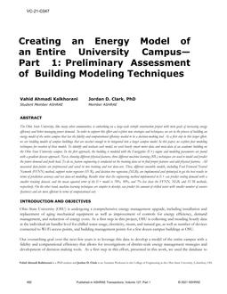 VC-21-C047 — Creating an Energy Model of an Entire University CampusÂ¿Part 1: Preliminary Assessment of Building Modeling Techniques