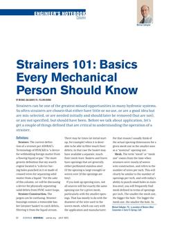 Engineer's Notebook: Strainers 101–Basics Every Mechanical Person Should Know