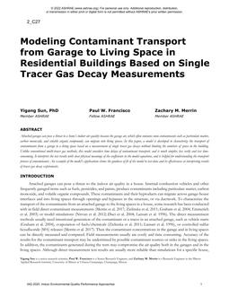 Modeling Contaminant Transport from Garage to Living Space in Residential Buildings Based on Single Tracer Gas Decay Measurements