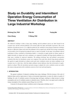 032 — Study on Pollutant Removal Efficiency of Three Ventilation Air Distribution in Large Industrial Workshop