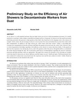 037 — Preliminary Study on the Efficiency of Air Showers to Decontaminate Workers from Dust