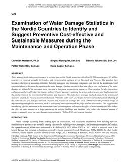 Examination of Water Damage Statistics in the Nordic Countries to Identify and Suggest Preventive Cost-effective and Sustainable Measures during the Maintenance and Operation Phase