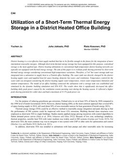 Utilization of a Short-Term Thermal Energy Storage in a District Heated Office Building