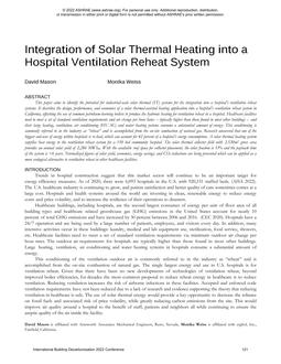 C16 — Integration of Solar Thermal Heating into a Hospital Ventilation Reheat System