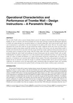 C22 — Operational Characteristics and Performance of Trombe Wall – Design Instructions – A Parametric Study