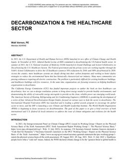 C33 — Decarbonization and the Healthcare Sector