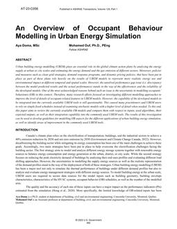 C056 — An Overview of Occupant Behaviour Modelling in Urban Energy Simulation
