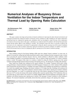 C091 — Numerical Analyses of Buoyancy Driven Ventilation for the Indoor Temperature and Thermal Load by Opening Ratio Calculation