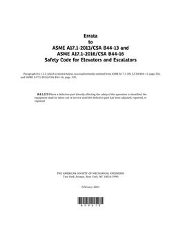 ASME A17.1-2013/A17.1-2016 Errata